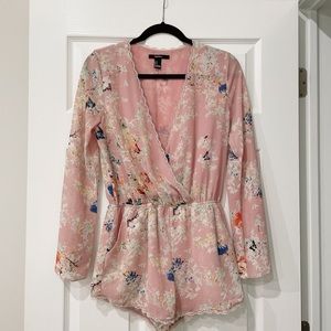 F21 Floral Long-sleeve Romper